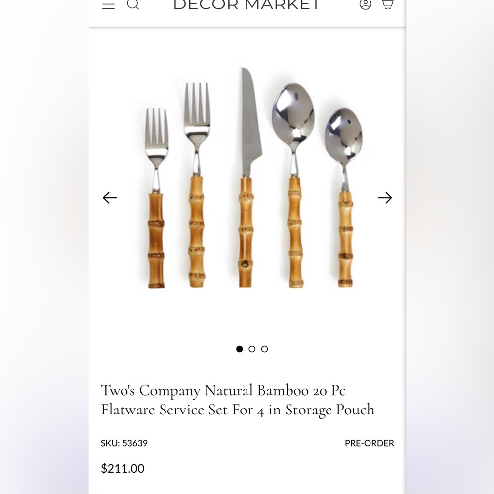 Two's Company Bamboo Handle Flatware Set - Picture 6 of 6